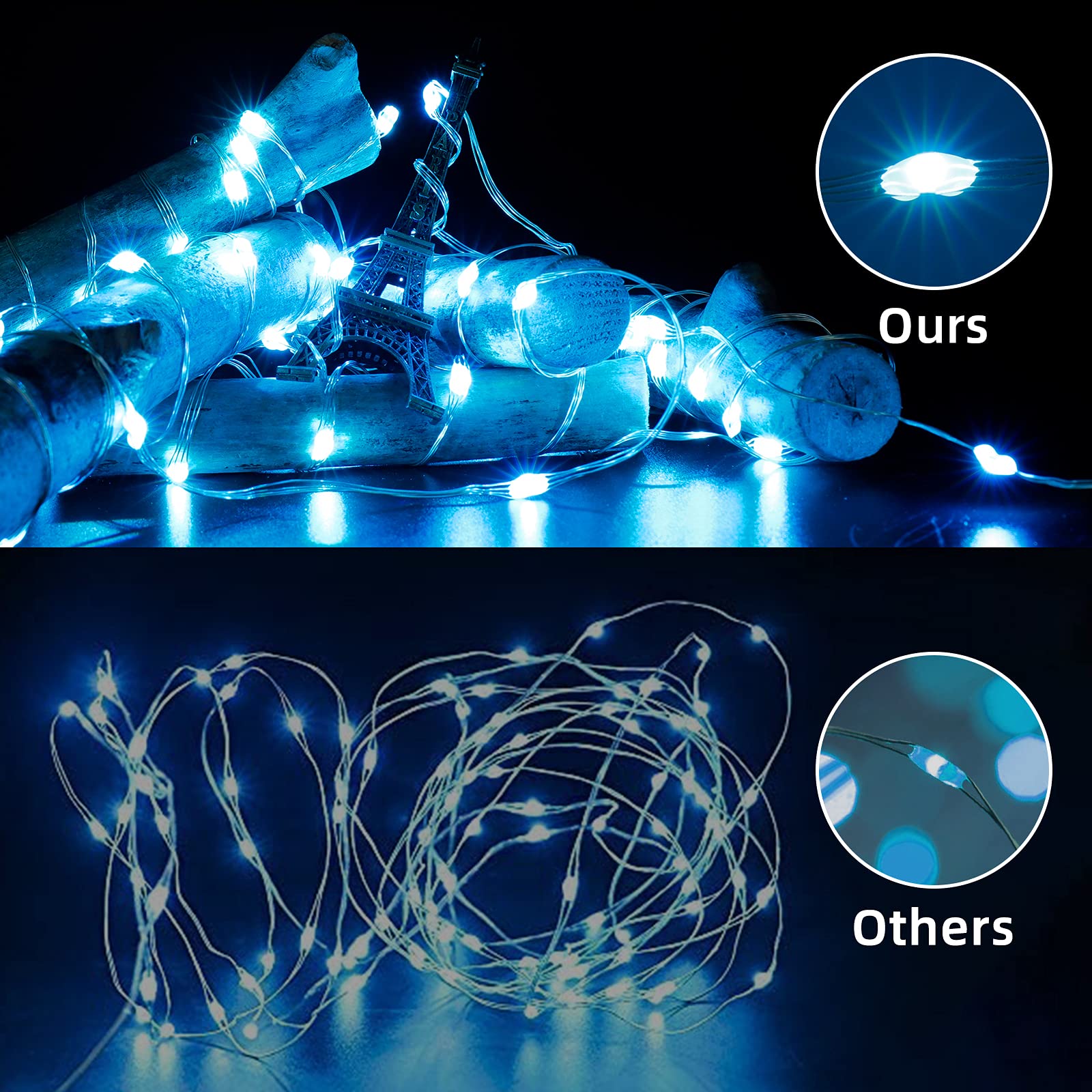 16.4Ft 50 LED 2 Packs Fairy Lights Battery Operated, RGB Color Changing String Lights with Remote