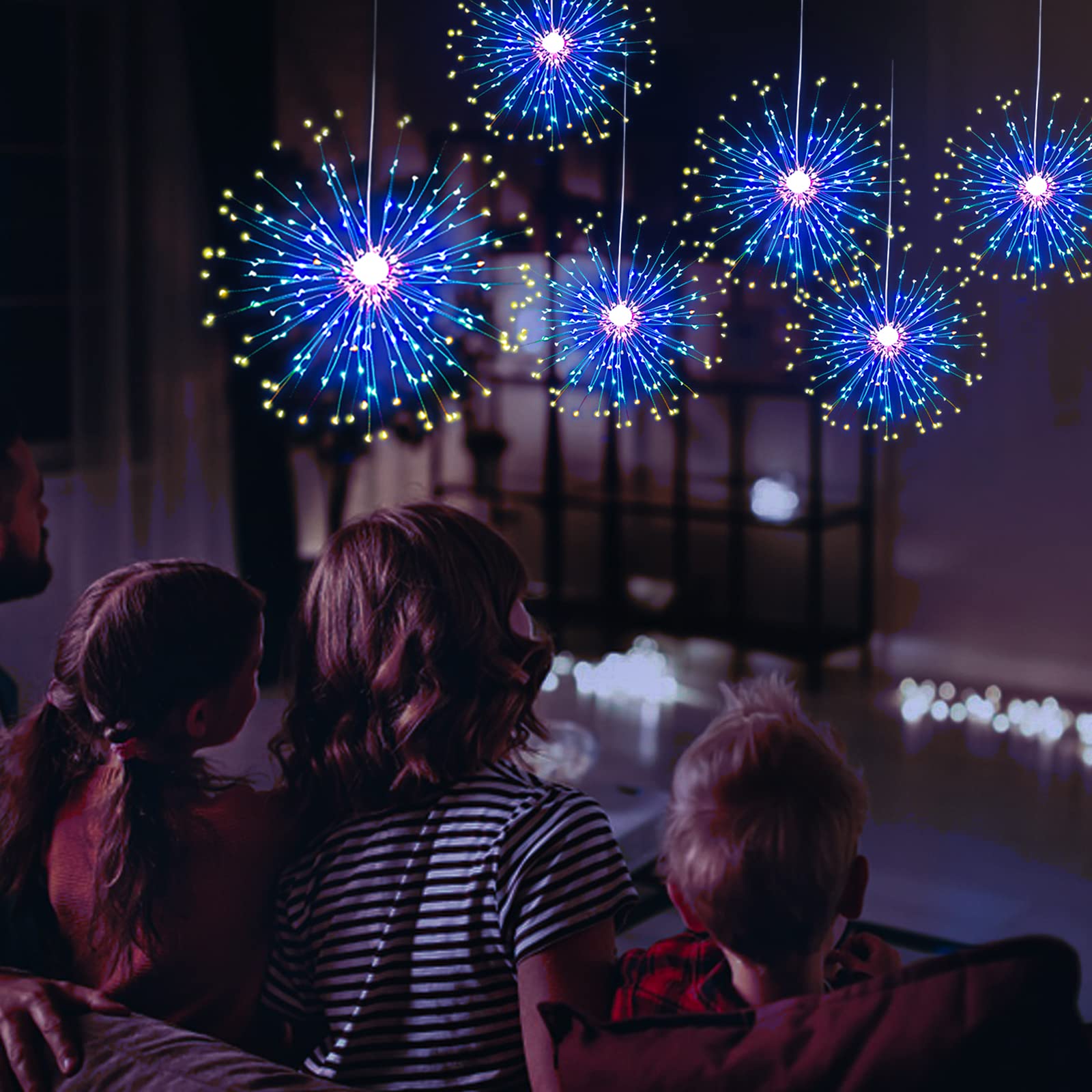 LED Starburst Firework String Lights 8 Modes Battery Operated with Remote