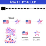 13.1FT 40 LED American Flag Star Lights String 4th of July Lights Battery Operated Fairy Lights