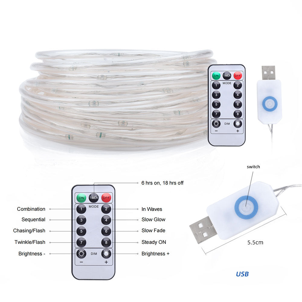 USB String Rope Lights Outdoor Color Changing 66FT 200 LED