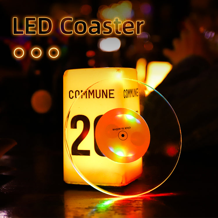 Barware Party Favor Stickers Transparent LED Coasters(50Pack)