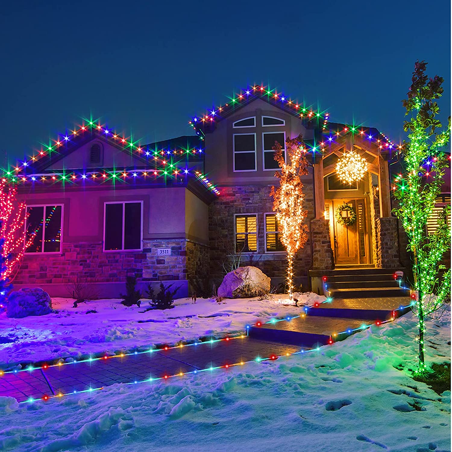 Solar Rope Lights Outdoor Lights, 8 Modes Clear Tube 200 LED Fairy String Lights 65.6FT