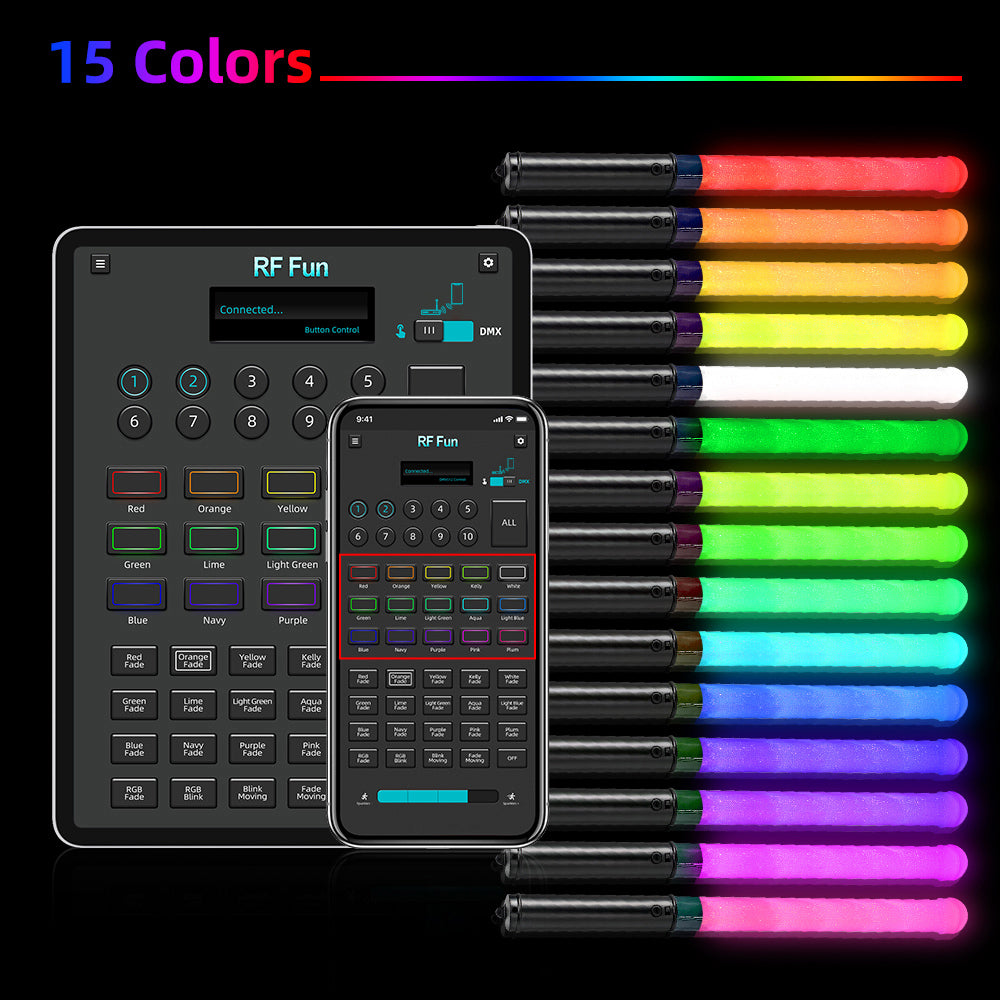 APP Control LED Lightsticks for Wedding, Birthday Party, Aniversary, Bar Club (200 PCS +1 Mini APP Transmitter)
