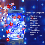 Battery Powered Red Blue White Stars American Flag String Lights