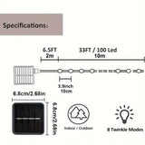 Upgraded Solar String Lights Outdoor 32.8FT 100 LED Waterproof Decoration Lights