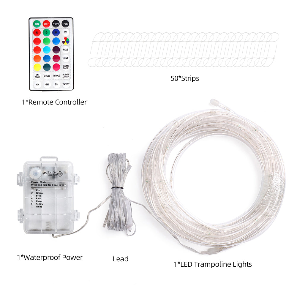 16 Colors RGB 10M/12M/15M LED Trampoline Lights, Remote Control Trampoline Rim LED Light