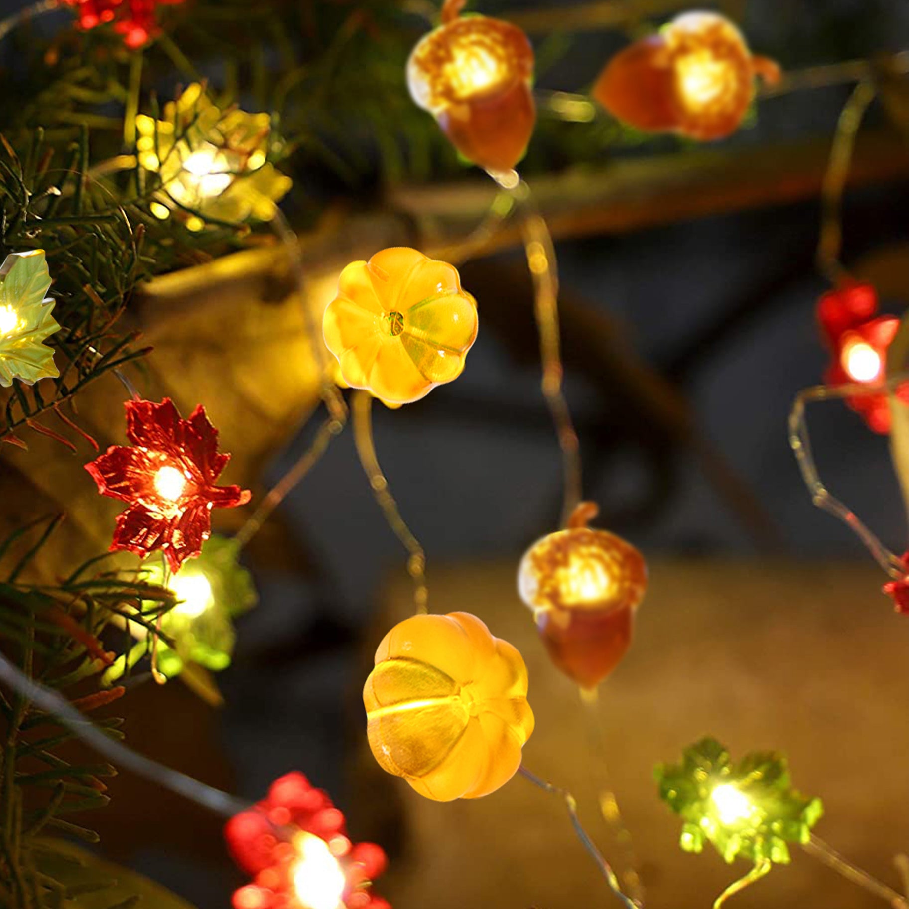 9.8 Ft 30 LED Pumpkin Maples Acorns Fairy Lights