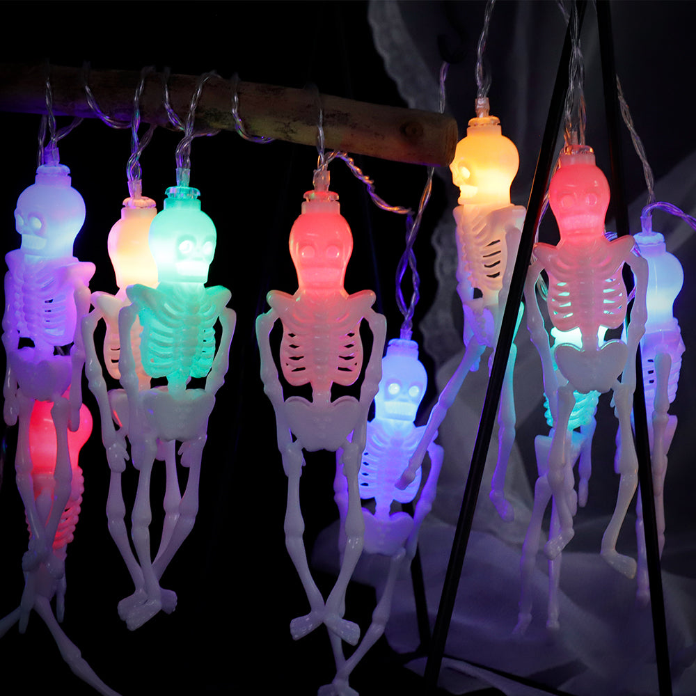 Halloween Skeleton Frame String Lights Battery Operated 12 LEDs