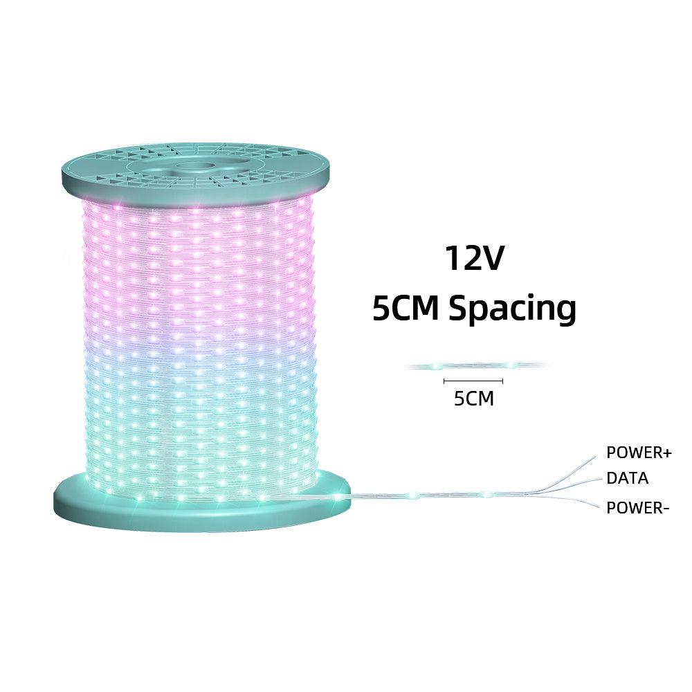 12V 5CM Color Changing 32.8 FT200 LED Christmas Pebble String Lights