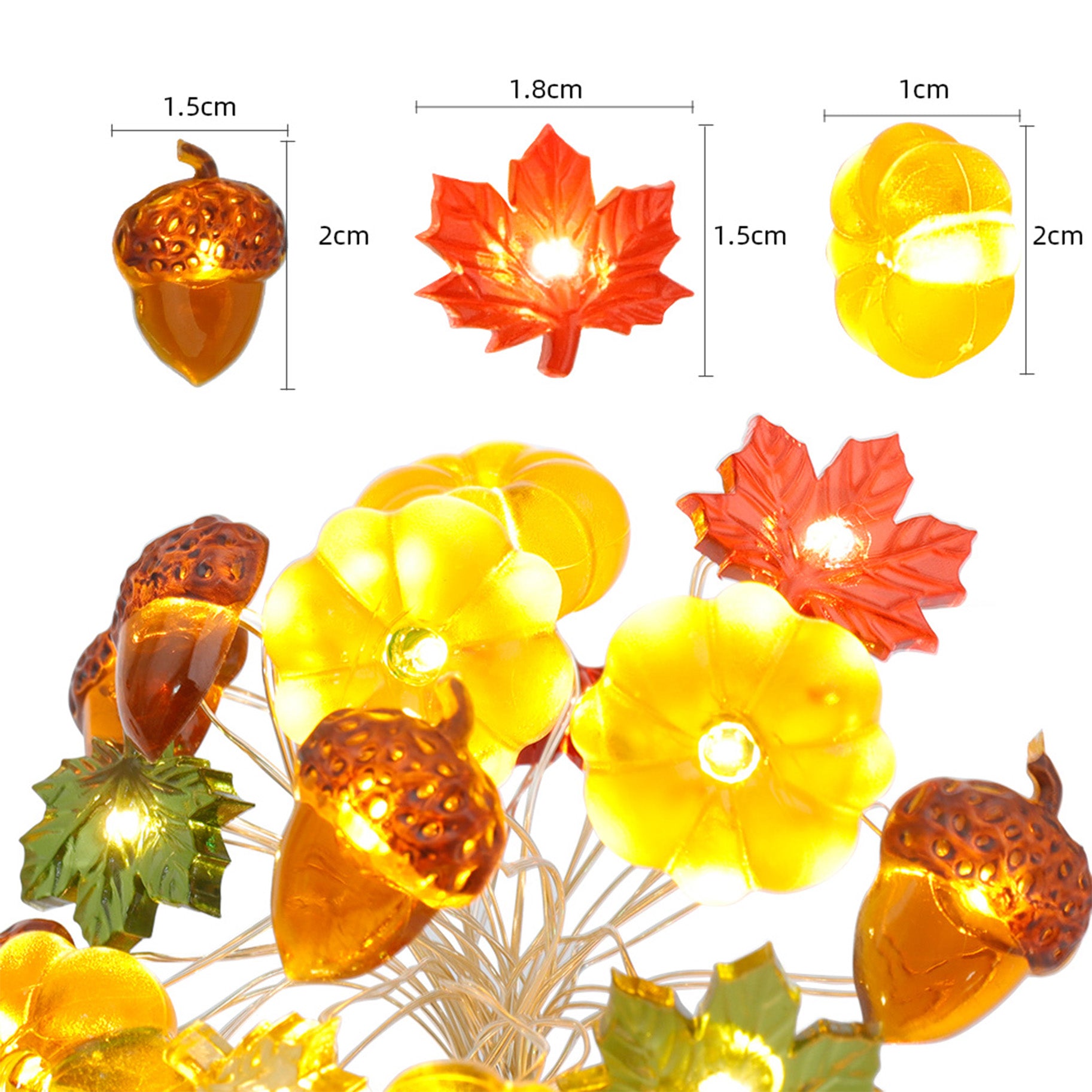 9.8 Ft 30 LED Pumpkin Maples Acorns Fairy Lights