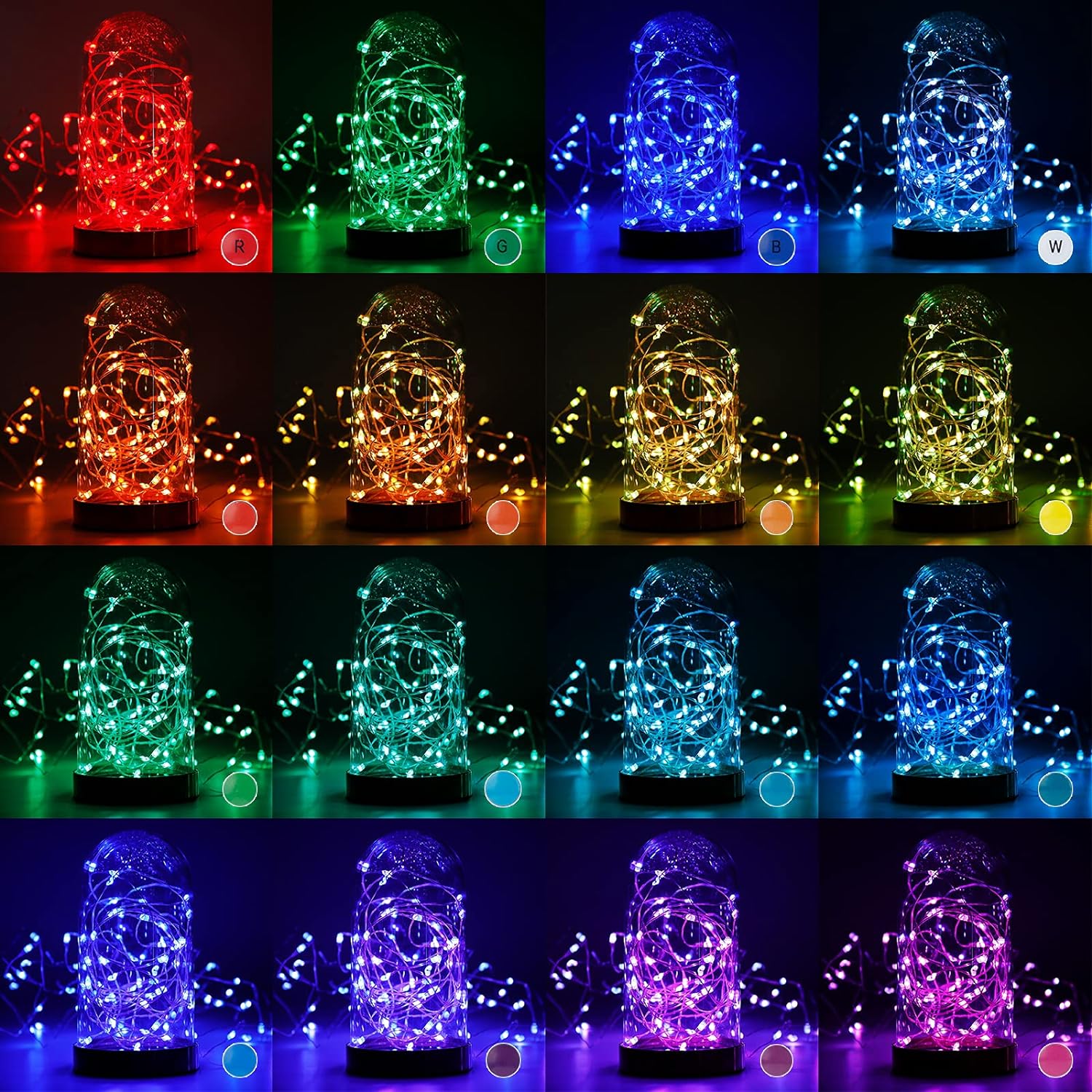 16 Colors Fairy Lights 2 Packs String Lights 16.4 Ft 50 LEDs with Remote