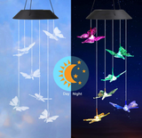 Solar Power Butterfly Wind Chimes Outdoors