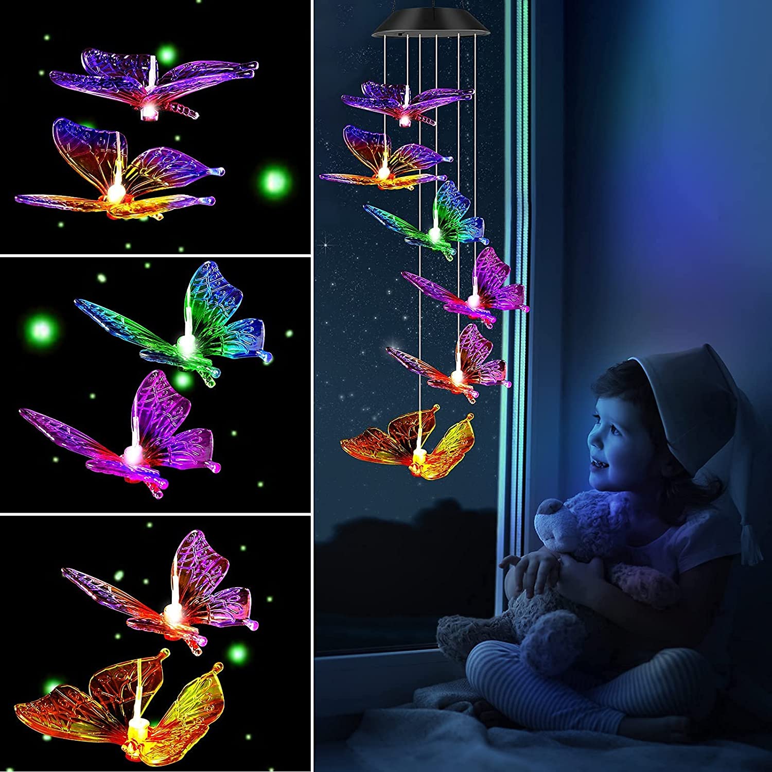 Wholesale Solar Wind Chimes Butterfly for Outside