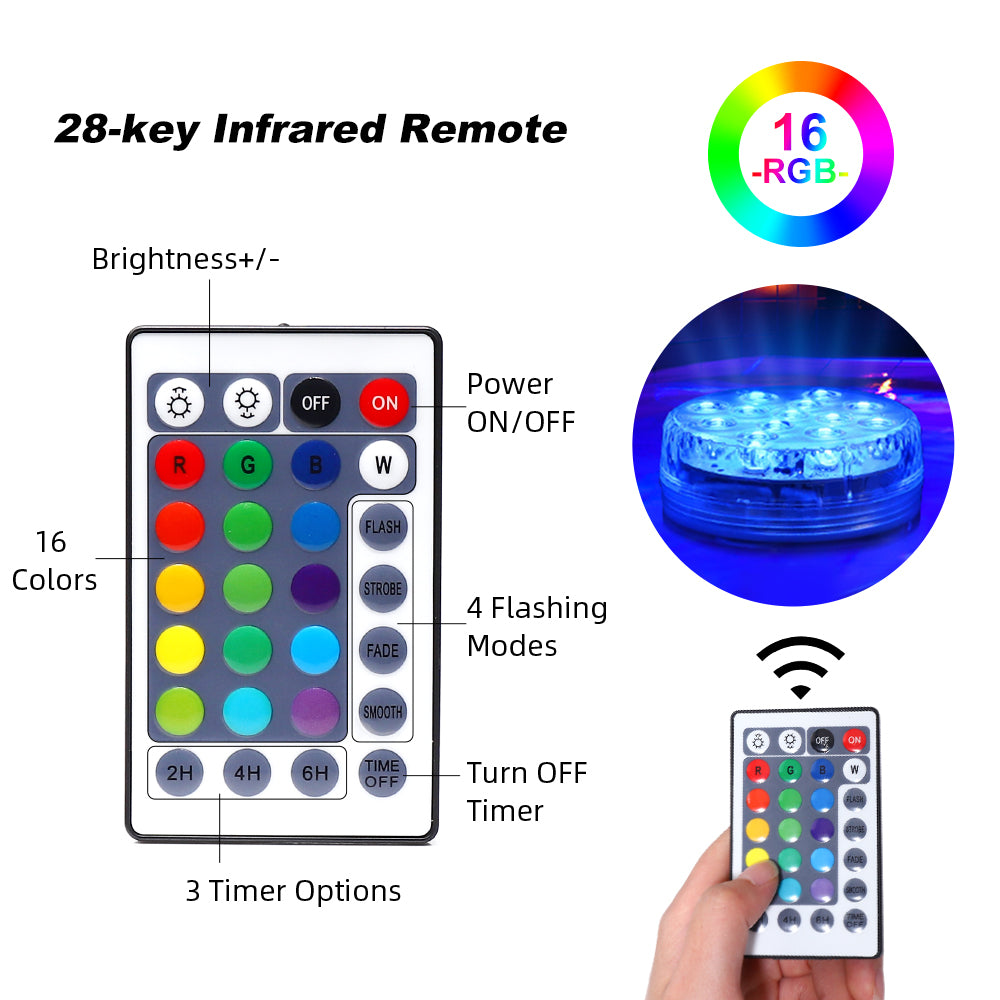 28 Key IR Remote Control Submersible LED Lights - GFLAI