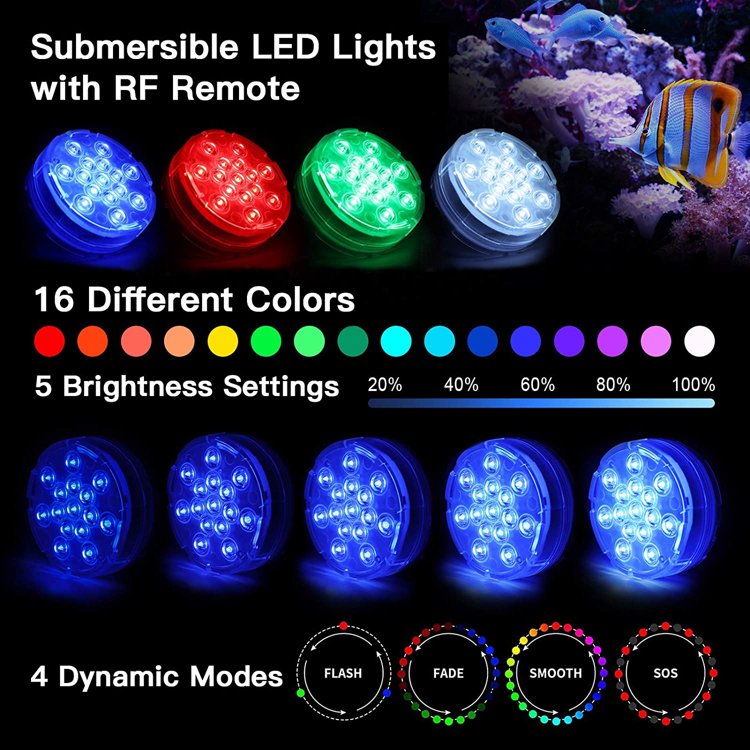 Wholesale 16 Colors Submersible Led Pool Lights
