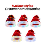 Christmas Glowing Santa Hat, Adult Size Santas Hat (2 Pack)