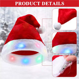 Christmas Glowing Santa Hat, Adult Size Santas Hat (2 Pack)