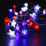 Battery Operated Red, White & Blue Star Fairy Lights