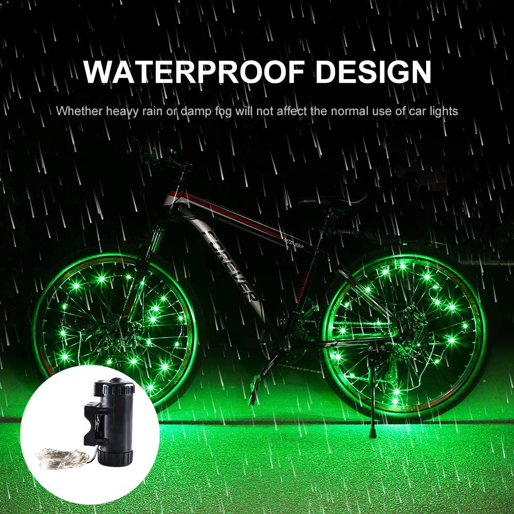 Super Bright Bicycle Wheel Light Spring  (2 Tire Green)