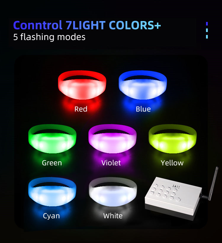LED Light Up Wristband for Events(200PCS GFB005 Bracelets+1 GFC004 Controller)