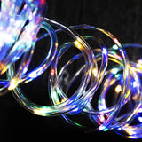 Solar Rope Lights Outdoor Lights, 8 Modes Clear Tube 200 LED Fairy String Lights 65.6FT