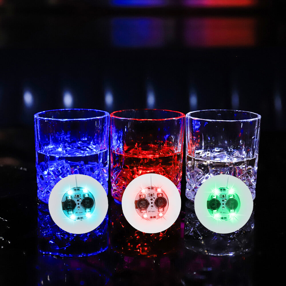 3 Flashing Modes LED Bottle Coaster Lights for Bar Decor