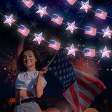 13.1FT 40 LED American Flag Star Lights String 4th of July Lights Battery Operated Fairy Lights