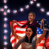 13.1FT 40 LED American Flag Star Lights String 4th of July Lights Battery Operated Fairy Lights