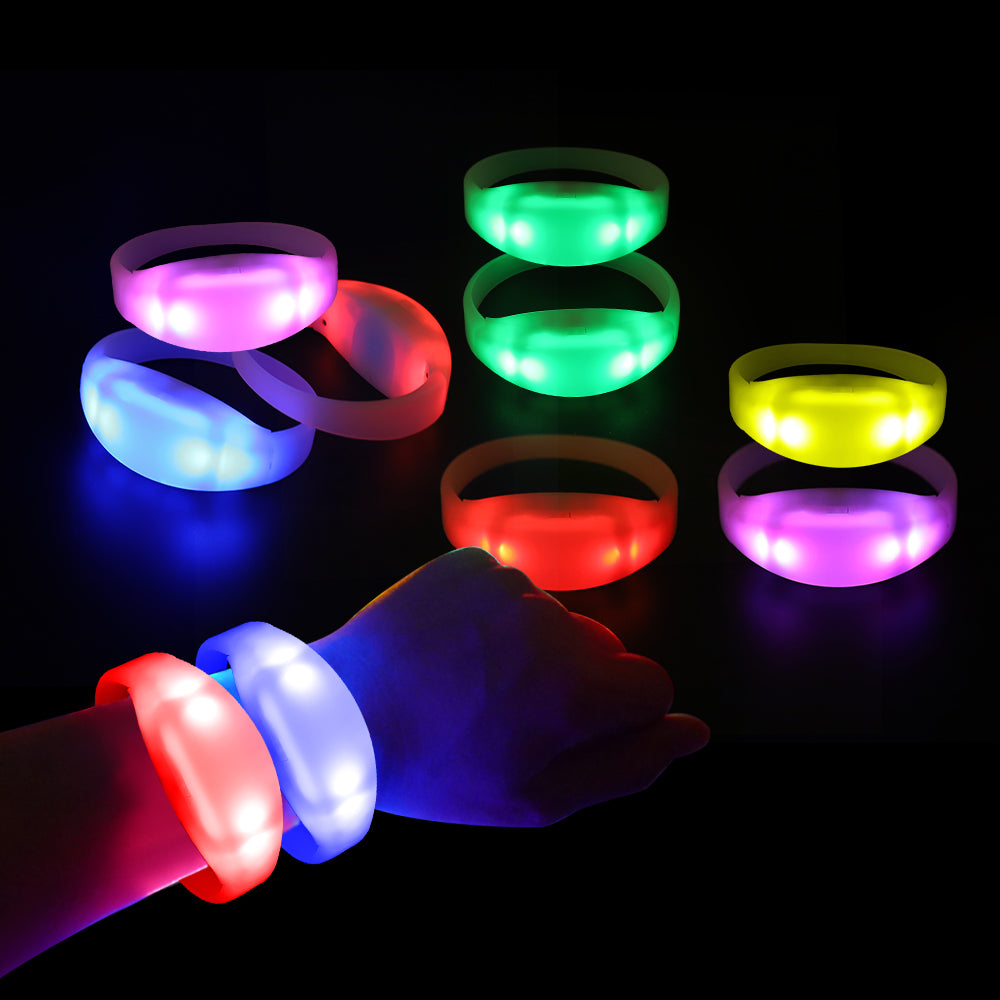 Remote Controlled LED Bracelets Wristbands (100 Pack GFB005 Pulsera+ 1 GFC004 Controller)