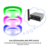 APP Controlled LED Bracelets Pulsera LED for Small Parties, Wedding, Birthday Party, Aniversary（100 PCS + Mini APP Transmitter)