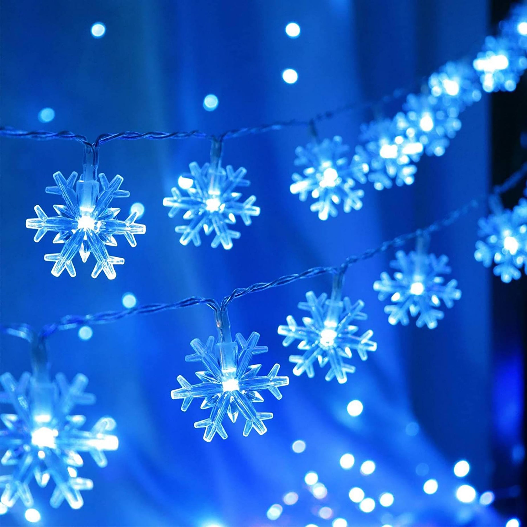 9.8FT 30LEDs Snowflakes Christmas String Lights