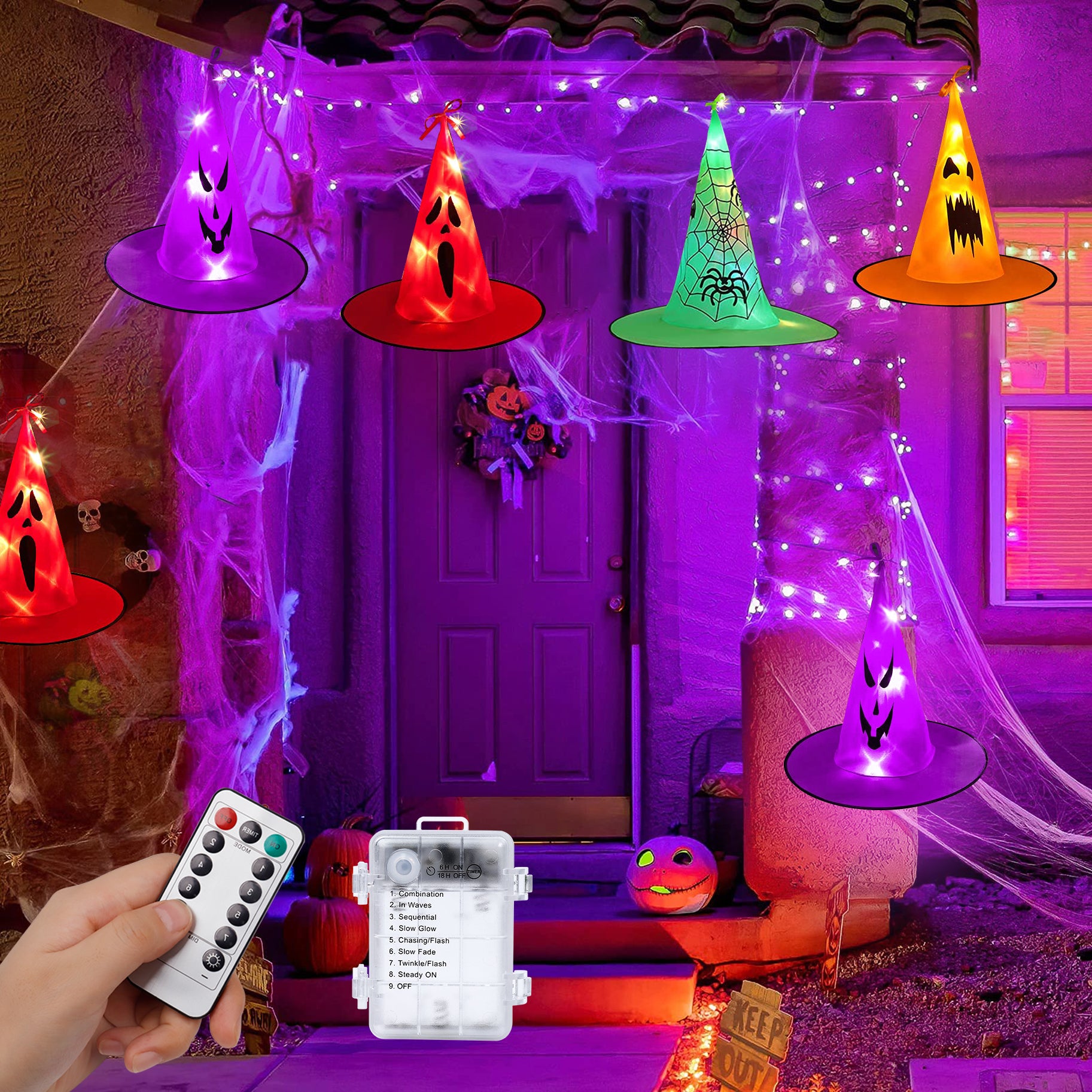 Halloween Witch Hat String Light for Outdoor Garden Patio Tree