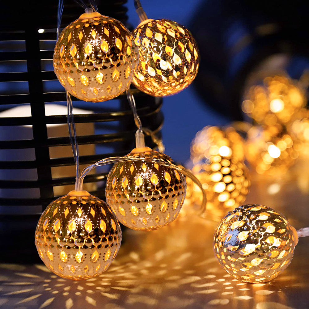 Moroccan String Lights Silver Battery Powered 20 LED