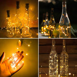16 Packs Wine Bottle Lights with Cork, Battery Operated 20 LED Cork Shape Silver Wire Fairy Mini String Lights