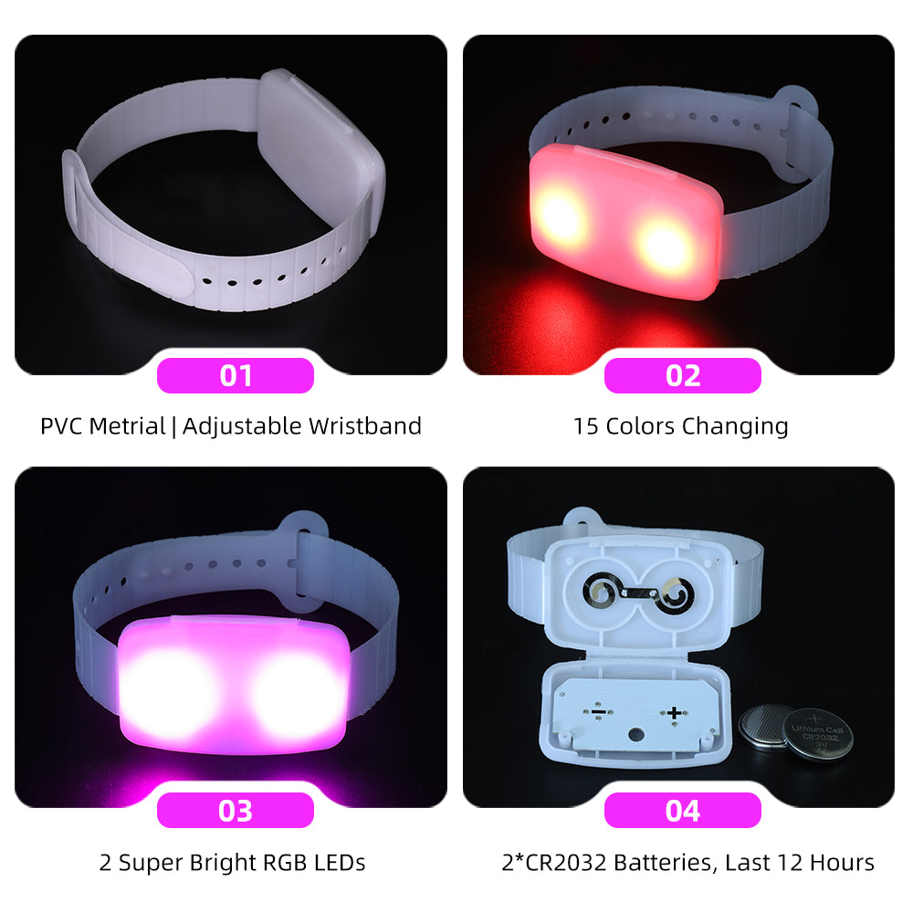 PVC with App Control LED Bracelets for Party (200 PCS + APP Transmitter)