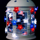 Battery Powered Red Blue White Stars American Flag String Lights