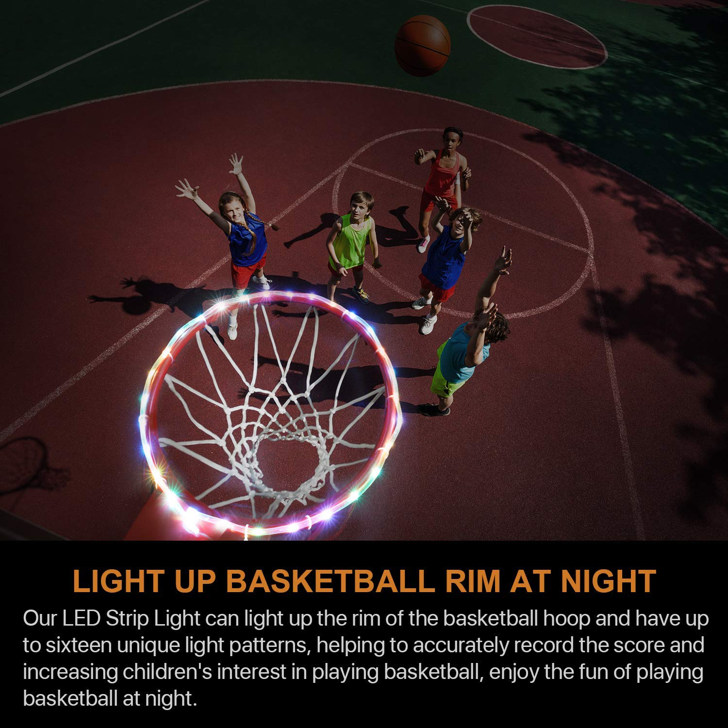 LED Basketball Hoop Lights, Remote Control 16 Color Good Gift