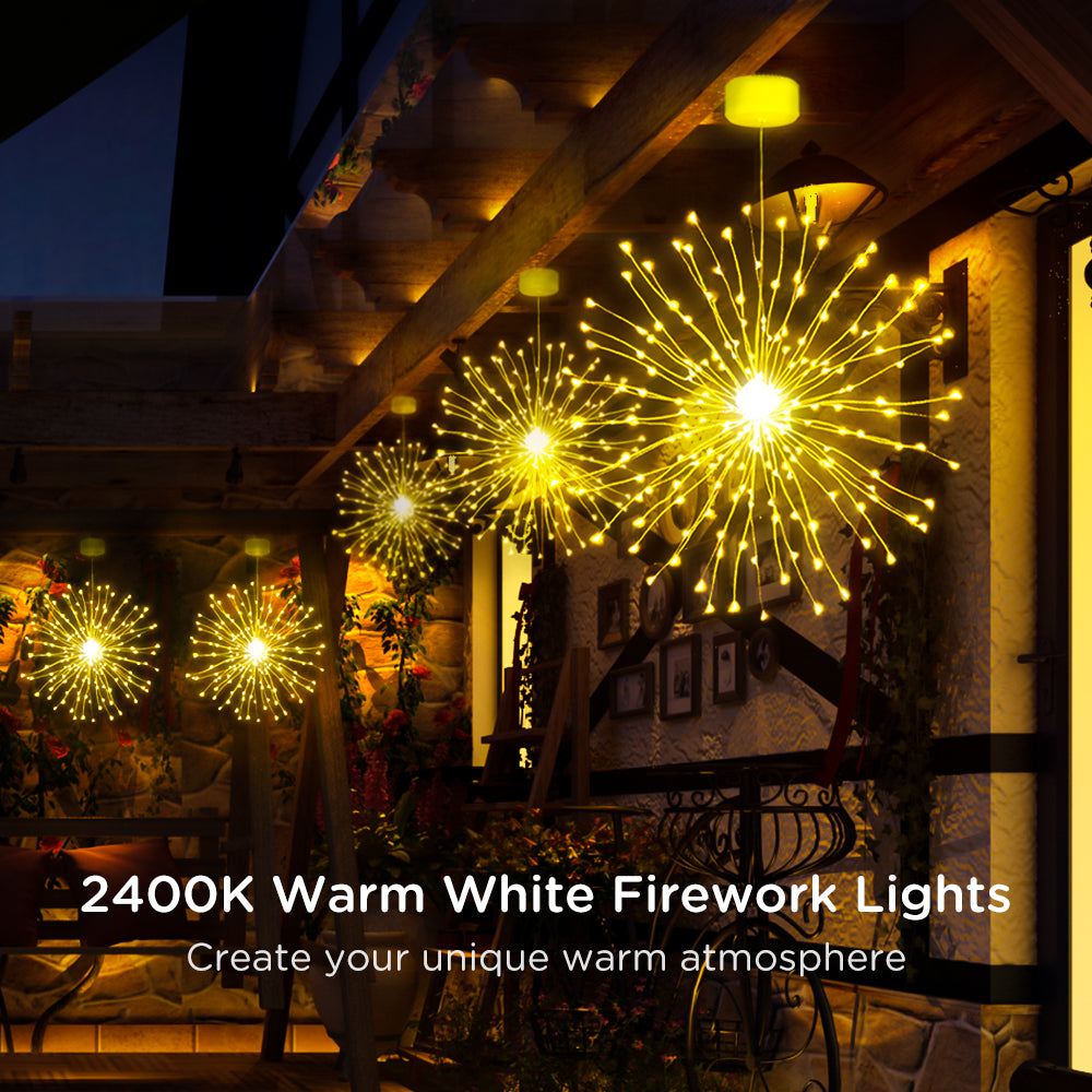 4 Packs Warm White Firework Lights Christmas Decoration