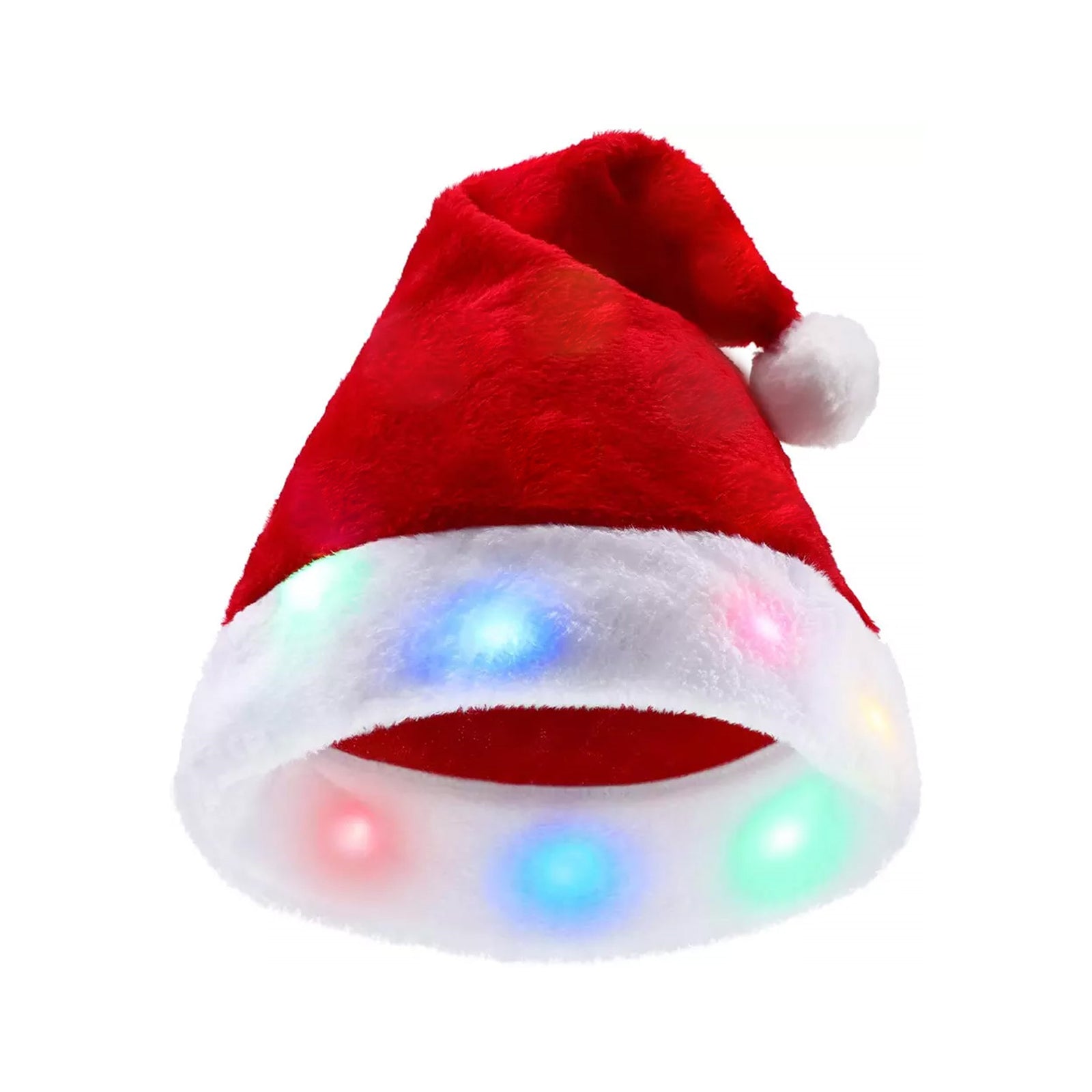 Christmas Glowing Santa Hat, Adult Size Santas Hat (2 Pack)