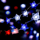Battery Powered Red Blue White Stars American Flag String Lights