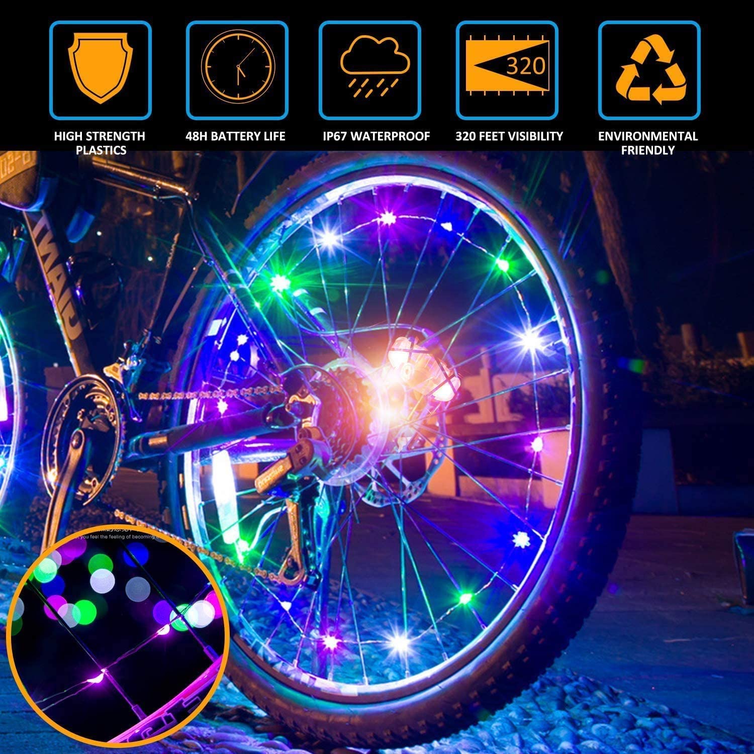 LED Bike Wheel Lights 2-Tire Pack