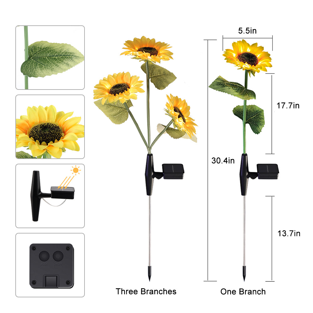 Solar Powered Sunflower Light Outdoor Decoration(2 Packs)